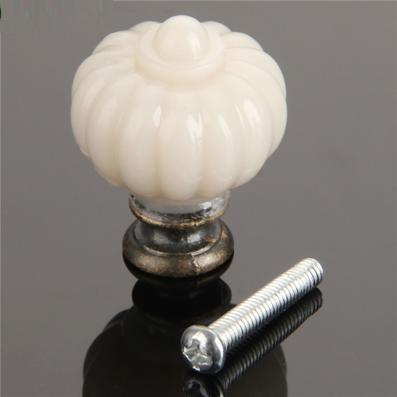 Furniture Hardware Handles - 1Pc Acrylic Ivory White Pumpkin Cabinet