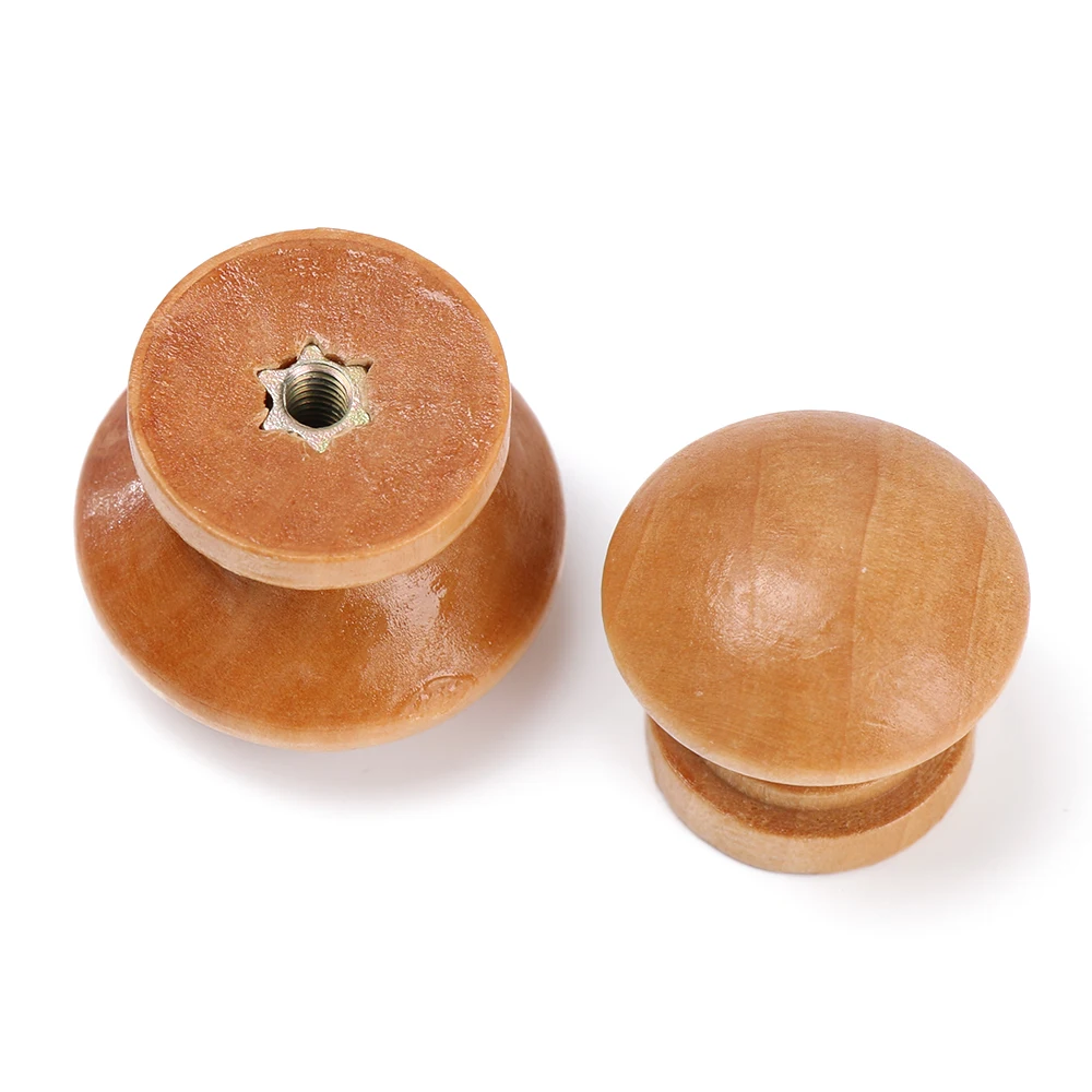 Furniture Hardware Handles - 10pcs/Lot Round Shape Natural Wooden Drawer