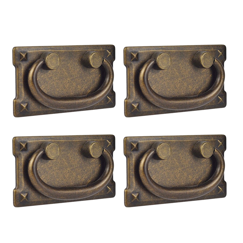 Furniture Hardware Parts - 4Pcs Vintage Antique Bronze Drawer Ring