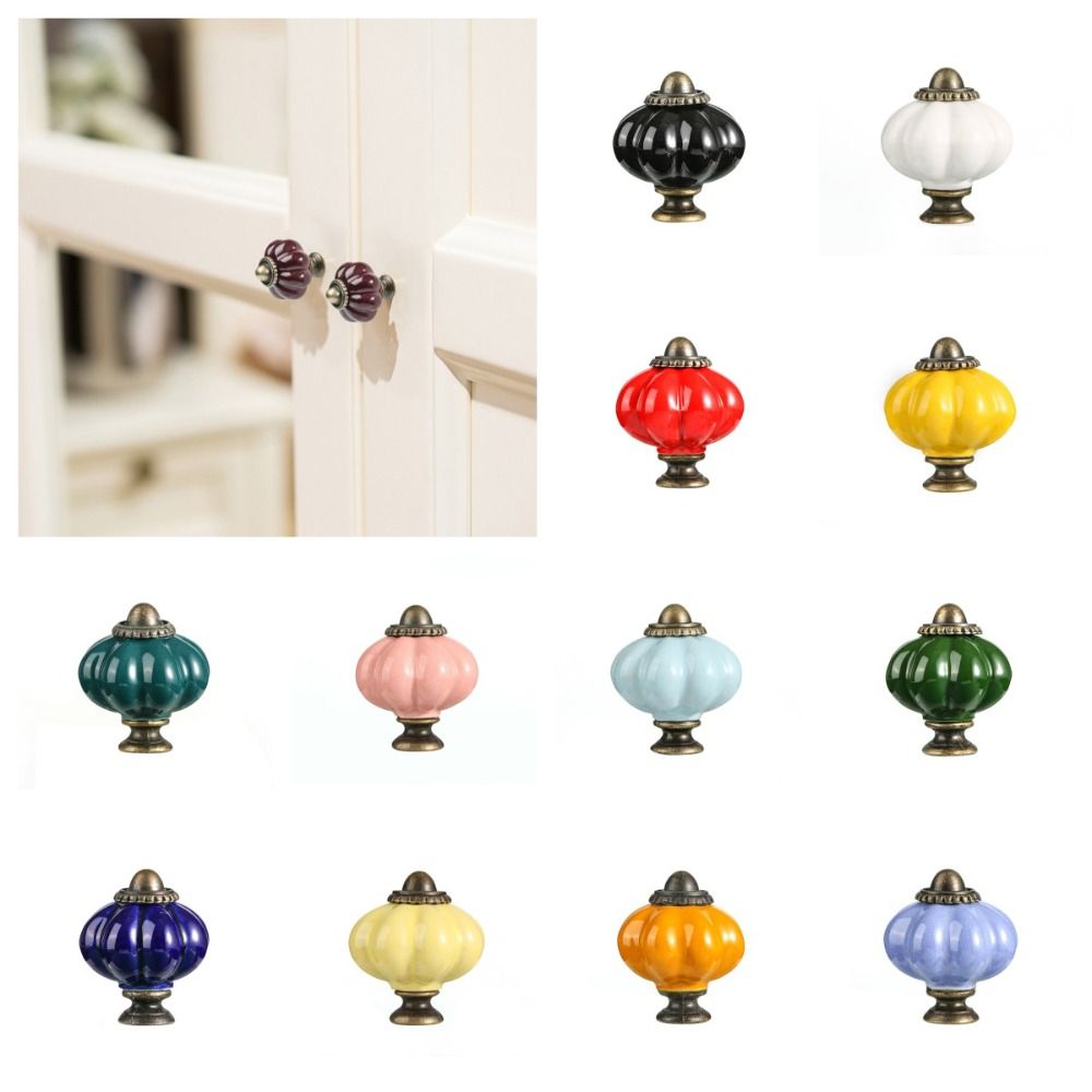 Furniture Hardware Handles - Simple Single Hole Ceramic Pumpkin Handle