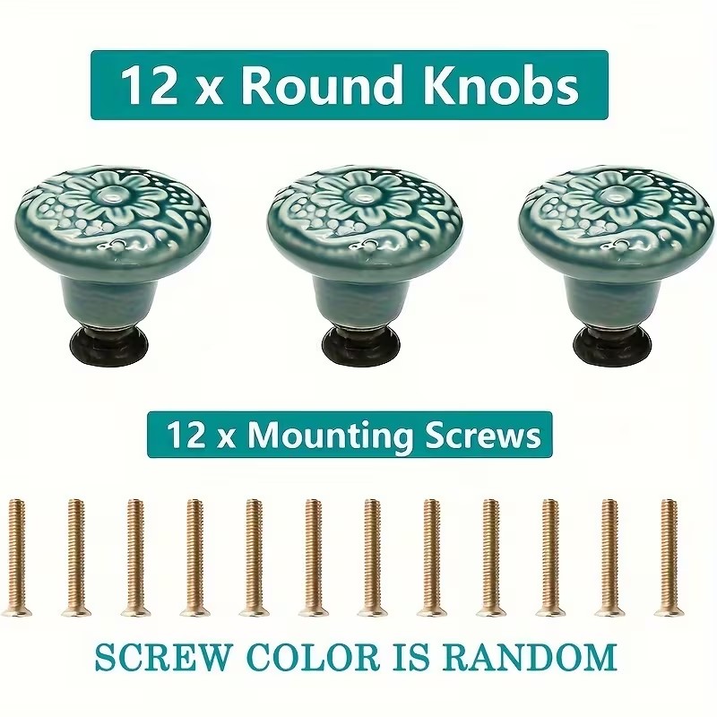 12pcs Ceramic Cabinet Knobs, F - Furniture Hardware Handles recension och pris